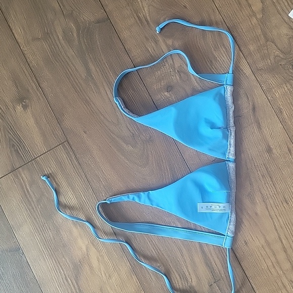 Triangle Blue Silver Glitter Bikini Top, Size Small - Picture 4 of 4
